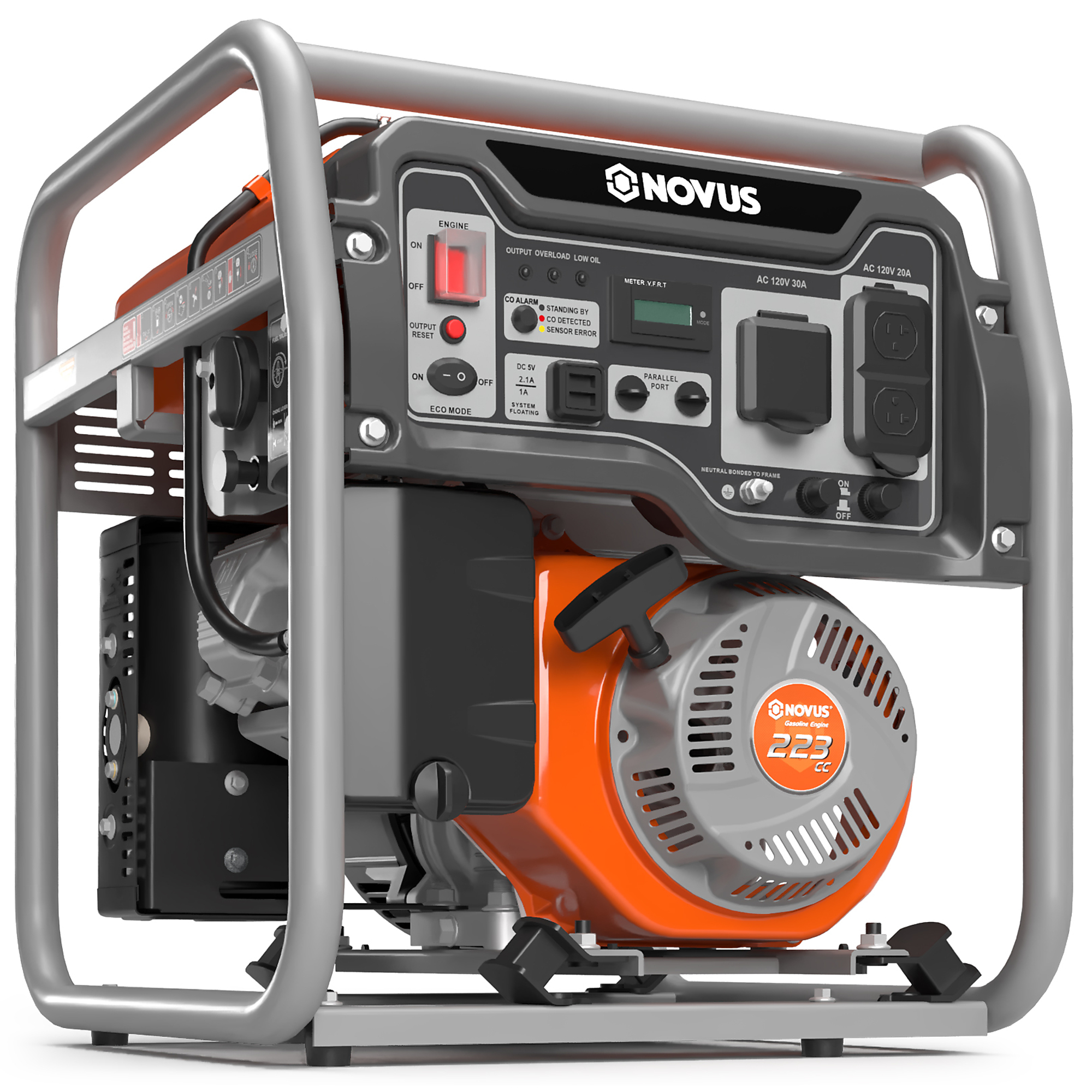 Novus Inverter Generator with CO Sensor — 4000W Surge, 3500W Rated, 120V, 223cc, 2.4-Gal. Fuel Tank, Model# NV4000i